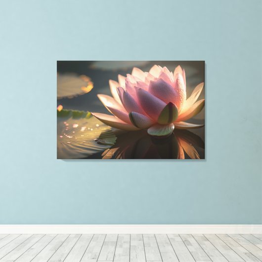 Rosa Lotus in der Morgenröte Leichte Leinwand (Insitu (Holzboden))