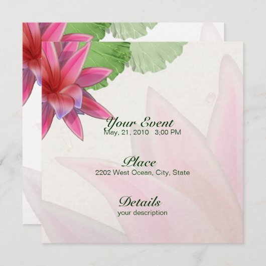 Rosa Lotus Invitation 5,25 x 5,25 Einladung (Vorne/Hinten)