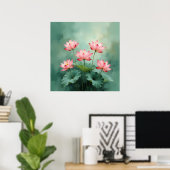 Rosa Lotus-Kunstwerk  Poster (Heimbüro)