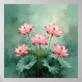 Rosa Lotus-Kunstwerk  Poster (Vorne)