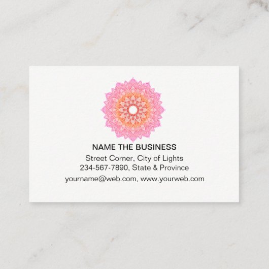 Rosa Lotus Mandala Yoga Medizin Holistisch Visitenkarte (Rückseite)