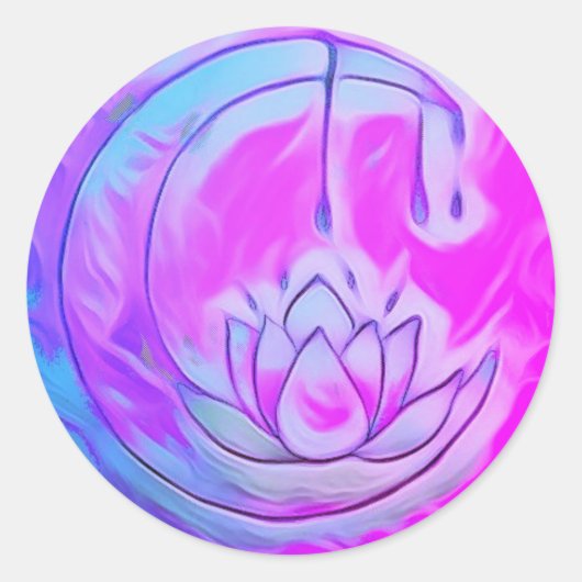 Rosa Lotus Moon Sticker (Vorderseite)