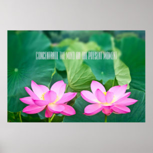 Rosa Lotus-Paar-Inspirations-Paar-Teich-Grün-Blatt Poster