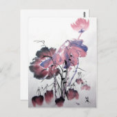 Rosa Lotus Postkarte (Vorne/Hinten)