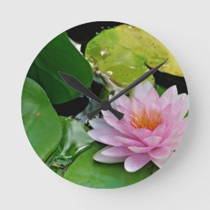 Rosa Lotus Runde Wanduhr