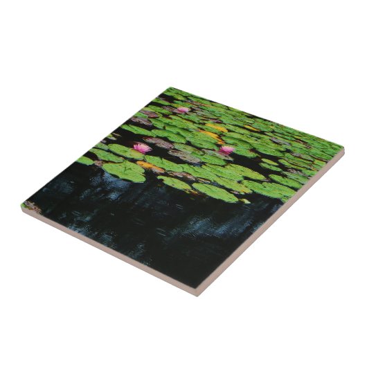 Rosa Lotus schwarz Fliese (Seite)