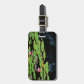 Rosa Lotus schwarz Gepäckanhänger (Vorderseite vertikal)