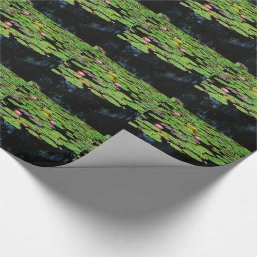 Rosa Lotus schwarz Geschenkpapier (Ecke)