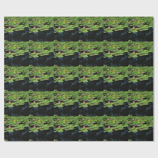 Rosa Lotus schwarz Geschenkpapier (Flach)