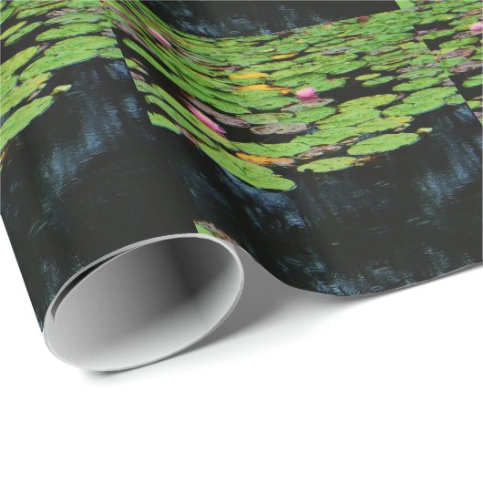 Rosa Lotus schwarz Geschenkpapier (Rolleneckpunkt)