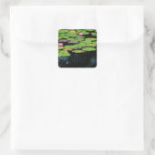 Rosa Lotus schwarz Quadratischer Aufkleber (Tasche)