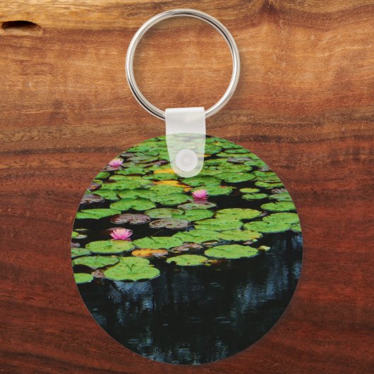 Rosa Lotus schwarz Schlüsselanhänger (Vorderseite)