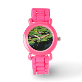 Rosa Lotus schwarzes Wasser Armbanduhr