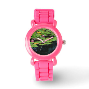 Rosa Lotus schwarzes Wasser Armbanduhr