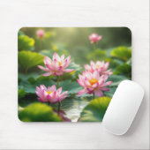 Rosa Lotus schwimmend in einem Teich Mousepad (Mit Mouse)