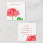 Rosa Lotus Wasserfarbe Blume Quadratische Visitenkarte (Vorne/Hinten)
