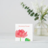 Rosa Lotus Wasserfarbe Blume Quadratische Visitenkarte (Stehend Vorderseite)