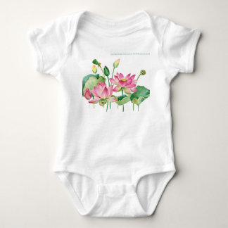 Rosa Lotus Wasserfarbengrenze Baby Strampler