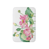 Rosa Lotus Wasserfarbengrenze Badematte (Vorderseite Vertikal)