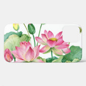 Rosa Lotus Wasserfarbengrenze Case-Mate iPhone Hülle (Rückseite (Horizontal))