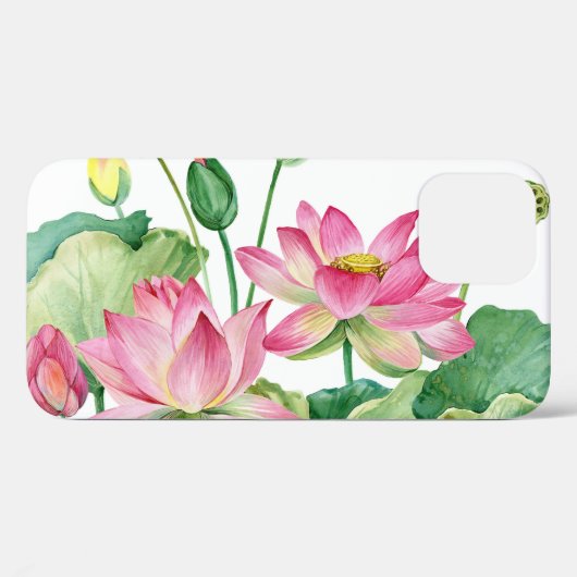 Rosa Lotus Wasserfarbengrenze Case-Mate iPhone Hülle (Rückseite (Horizontal))