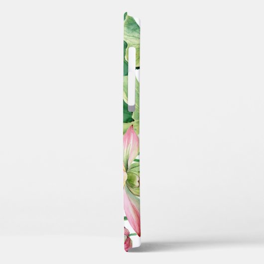 Rosa Lotus Wasserfarbengrenze Case-Mate iPhone Hülle (Rückseite / Links)