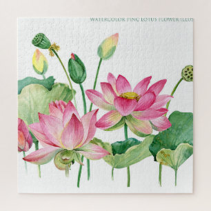 Rosa Lotus Wasserfarbengrenze Puzzle