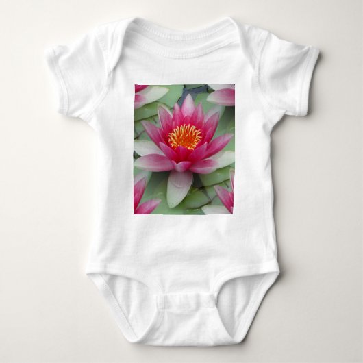 Rosa Lotus Wasserlilie Baby Strampler (Vorderseite)