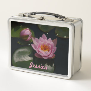 Rosa Lotus Wasserlilie Blume Metall Lunch Box