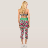 Rosa Lotus Wasserlilie Hoher Wasserhahn Capri Leggings (Rückseite)
