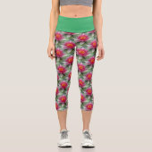 Rosa Lotus Wasserlilie Hoher Wasserhahn Capri Leggings (Vorderseite)