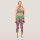 Rosa Lotus Wasserlilie Hoher Wasserhahn Capri Leggings (Vorderseite)
