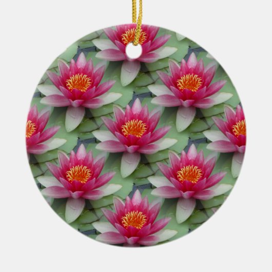 Rosa Lotus Wasserlilie Keramik Ornament (Vorne)