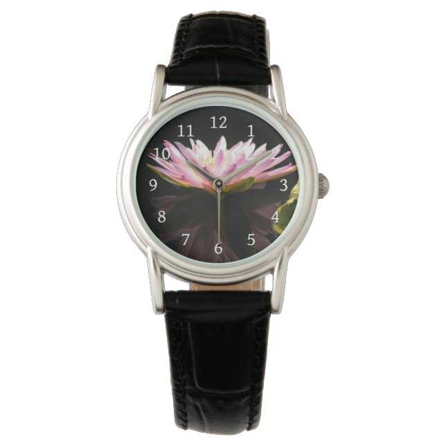 Rosa Lotus Wasserlilie Watch Armbanduhr (Vorderseite)