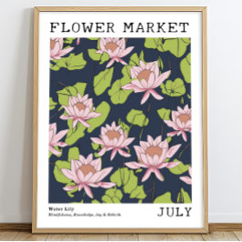 Rosa Lotus Water Lily Juli Geburtsmarkt Blume Poster