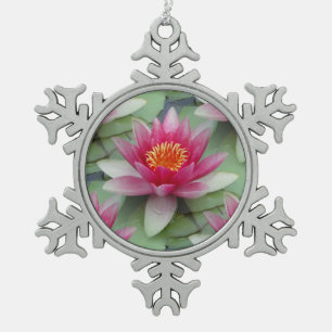 Rosa Lotus Waterlounge Schneeflocken Gerahmtes Orn Zinn-Ornament