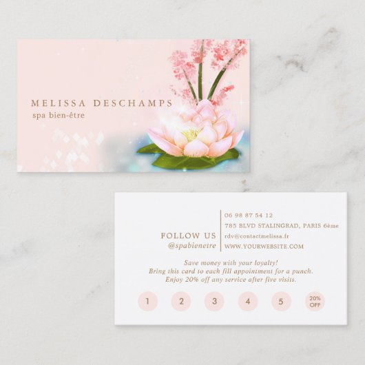 Rosa Lotus Yoga Bio Wellness-Center Loyalität Treuekarte (Vorne/Hinten)