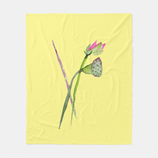 Rosa Lotus Zen Blume Aquarellkunst Fleecedecke (Vorderseite)