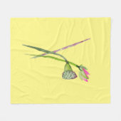 Rosa Lotus Zen Blume Aquarellkunst Fleecedecke (Vorderseite (Horizontal))
