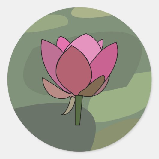 Rosa Lotusblume Runder Aufkleber (Vorderseite)