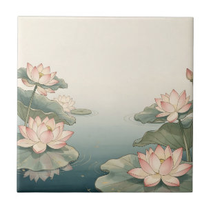 Rosa Lotusblumen Teich Zen Gelassenheit  Fliese