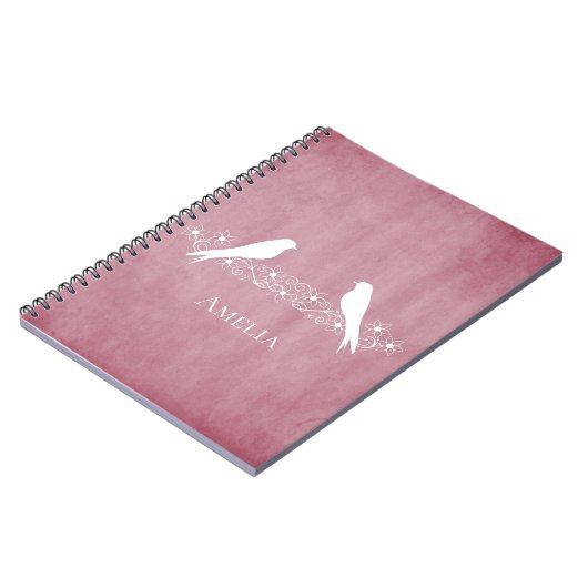 Rosa Lovebirds Blumenrübe Notizblock (Linke Seite)