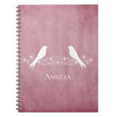 Rosa Lovebirds Blumenrübe Notizblock (Vorderseite)