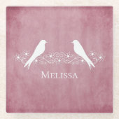 Rosa Lovebirds Blütenrebe Untersetzer (Vorderseite)