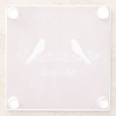 Rosa Lovebirds Blütenrebe Untersetzer (Rückseite)