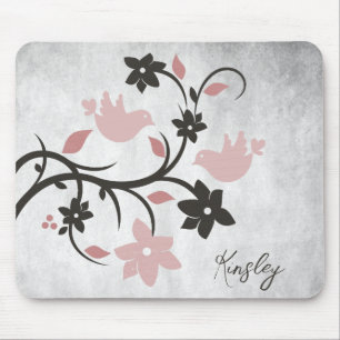 Rosa Lovebirds Personalisierte Maus Pad Mousepad