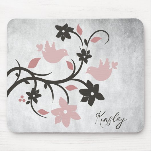 Rosa Lovebirds Personalisierte Maus Pad Mousepad (Vorne)