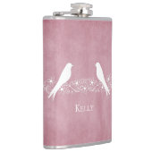 Rosa Lovebirds Personalisierter Blumenkolben Flachmann (Rechts)
