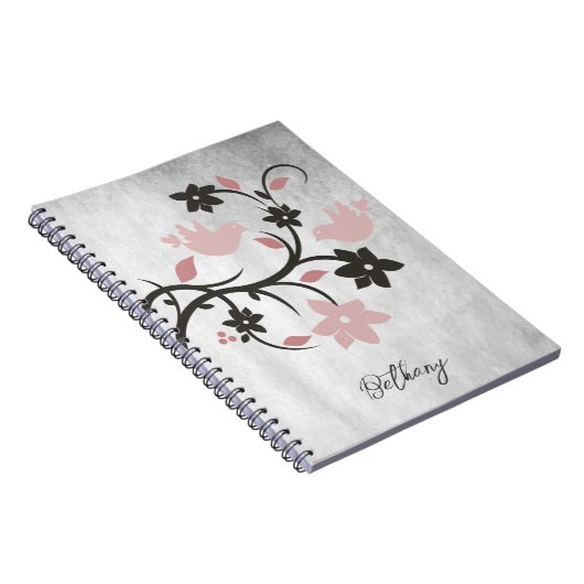 Rosa Lovebirds Personalisiertes Notebook Notizblock (Rechte Seite)