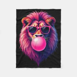 Rosa Löwe bläst Bubble Gum Fleecedecke
